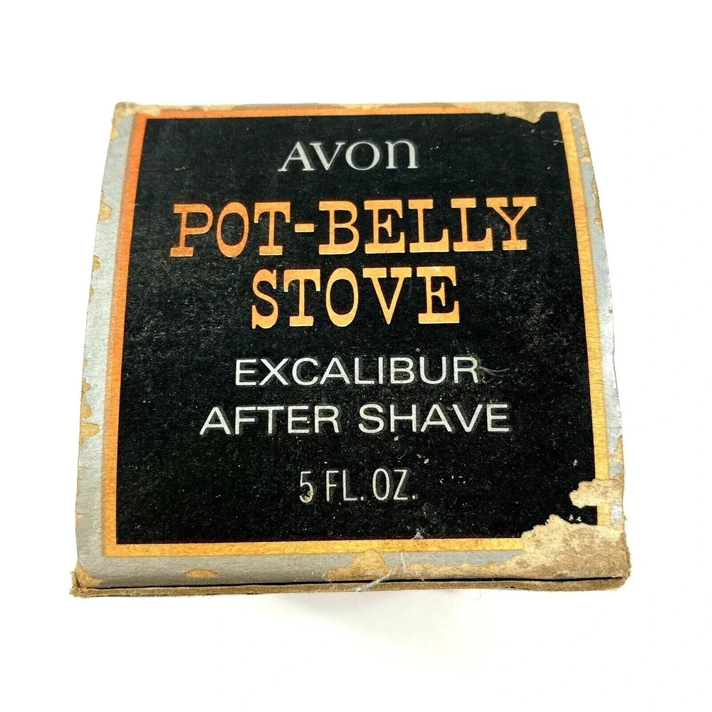 AVON Excalibur After Shave in Decorative 5 oz. Pot-Belly Stove Decanter NOS FULL